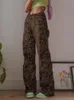 Damskie dżinsy Weekeep śliczne wysokiej talii Y2k dżinsy damskie Streetwear workowate nadruk w kształcie serca proste spodnie dżinsowe Harajuku Casual Girl estetyczne spodnie 230703
