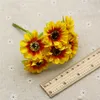 Dried Flowers 6pcs/bunch 4cm Silk Artificial Sunflower Fake Summer Beach Photography Wedding Handmade DIY Home Decoration