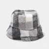 Autumn Winter Polyester Plaid Warm Thothen hink Hat Fisherman Hat Outdoor Travel Cap for Girl and Women 199