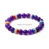 Perlé De Résine Arc-En-Ciel 8Mm Pierre Colorf Bracelet Oeil De Tigre Violet Quartz Agates Bracelet Pour Les Femmes Yoga Bijoux Drop Delivery Bracelets Dhuk9