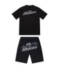 Summer new Trapstar London shooter maglietta a maniche corte tuta decodifica ciniglia sapore ghiaccio nero 2.0 pantaloncini T-shirt girocollo da uomo Nuovo stile