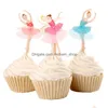 Autres fournitures de fête d'événement Gracef Ballerina Cupcake Topper Dancer Cake Accessoire Girl Birthday 120Pcs / Lot Drop Delivery Home Garde Dhhou