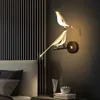 Lampen Nordic Led Gouden Vogel Parlor Bar Opknoping Licht Nieuwigheid Draaibare Wandlamp Slaapkamer Nachtkastje Indoor BlakerHKD230701