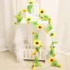 Dried Flowers 1pcs Simulated flower rattan sunflower fake silk air conditioning pipe decoration