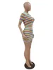 新人デザイナーニットドレスセット夏の女性の服装半袖ターンダウン襟クロップトップミニスカートカジュアルストライプツーピースセットバルク卸売衣類 9977