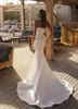 Sweetheart Neckline Satin Mermaid Bridal Gown - Elegant Backless Wedding Dress with Sweep Train