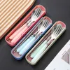 Dinnerware Sets Spoon Fork Chopstick Cutlery Set Lunch Tableware With Box Portable Travel Use Dinnerware Kit Stainless Steel Kitchen Accessories x0703