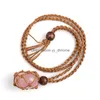 Anhänger Halsketten Heilkristall Naturstein Weave Net Bag Charms Grün Rosa Opal Seil Kette Großhandel Weihnachtsschmuck Drop Del Dhrlg