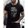Men's T-Shirts Men's Fashion Diamonds T-Shirts Skull Drill Tee Tops Short Sleeve O-Neck Club Men Clothing Tshirt Quality Y2K 230701