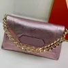 Mini-Kettentasche, Klappe, Unterarmtasche, Damen-Clutch, Handtasche, Damen-Dinner-Tasche, Handtaschen, glänzende Schulter-Designer-Tasche, Luxus-Taschen, kleine Geldbörse, Schaffell-Echtleder-Beutel