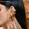 Ear Cuff Huanzhi Grosso Cilíndrico Oco Brincos de Coração para Mulheres Meninas Sem Fade Ins Aço Inoxidável Clássico Chunky Exagerado Jóias 230703