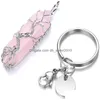 Key Rings Natural Stone Wrap Tree Of Life Hexagonal Prism Keychains Healing Rose Crystal Car Decor Keyholder For Women Men 49X12X1M Dhg2C