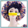 Women Extra duża czapka na rękaw Nowy afrykański elastyczny sztuczny jedwabny nadruk satynowy okrągłe czapkę chemo maska ​​nocna nocna dostawa 202