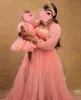 Girl s Dresses Mother And Kids Tulle Long Sleeves A Line Puffy Mom Me Tutu P o Shoot Dressing Gowns Custom Made 230703