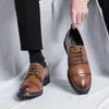 Gentleman Business Formelle Lederschuhe Herren Derby Schnürschuhe mit runder Zehenpartie Klassische Büro-Hochzeitsschuhe