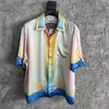 Casa Designer Fashion Clothing Shirts Tracksuits Correct Version of Casablanca Sun Cloud Print Style Shirt Loose Fitting Men's Women's Trendy Short Sleeved Shirt