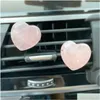 Other Fashion Accessories Rose Quartz Stone Carving Heart Shape 2Cm Car Air Outlet Trim Clip Crystal Healing Decoration Decor Interi Dhiwq