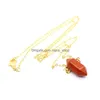 Anhänger Halsketten Natürliche Kristall Gold Fluorit Sechseckige Säule Necklac Mineral Heilstein Für Männer Frauen Schmuck Geschenk Drop Deliv Dhoww