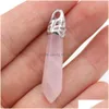 Charms Natural Stone Hexagon Prism Cone Pendum Pendant Rose Quartz Healing Reiki Crystal Finding For Diy Colares Moda Feminina Judeu Dhmzn