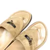 Pantofole da donna fibbia in metallo infradito fondo in gomma scarpe firmate scarpe da spiaggia in lana sandali estivi all'aperto scarpe casual antiscivolo scarpe da piscina con tacco piatto