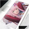 Mouse pads para pulso Pad Gamer Large Computer Mousepads Mat Zero Two Darling In The Franxx Carpet Borracha Natural Soft Office Mic Dhu3E