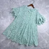 Auth New Maje2 Hollow Hook Flower Ruffle Edge Doll Neck Dress