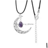 Collares pendientes Cristal natural Reiki Piedra Retro Luna Collar Geométrico Fe Curación Cuarzo Cadena Joyería Regalos de fiesta para mujeres Dhivj