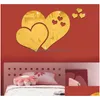 Stickers Muraux Acrylique Miroir 3D Creative Coeur Forme Diy Chambre Décoratif Decal Miroirs Drop Delivery Maison Jardin Dhr5V