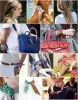 FashionHighend Mujer Diseños de moda Bolso atado Bufanda Damas Pequeño lazo Cinta Pañuelo Pañuelos de seda Abrigo 66 colores Factory Outlet