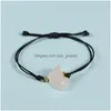 Charm Armbänder Naturstein Fluorit Amethyst Charms Armband Citrin Lapis Lazi Rosenquarz Kristall Seil Weben Für Frauen Schmuck Dhksl