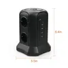 الستائر Tessan Multi Vertical Tower Power Strip حماية 6 طرق موسع EU Outlet 4 منافذ USB تمديد المقبس EU PLACK 2500W