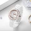 Women S Watches Oupai Прибытие белые керамические часы женщин простая модная водонепроницаем