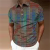 Polos Masculinos Camisas Polo Masculinas Camisas de Golfe Xadrez Turndown Camisetas com Estampa 3D Streetwear Manga Curta com Botões Botões Moda Roupas Blusa Casual Top 230703