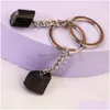 Key Rings Black Irregar Tourmaline Keychain for Women On Bag Car Jewelry Party Friends Gift Delivery Dhghz