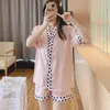 Women's Sleepwear Summer Silk Short-sleeved Shorts Ladies Pajamas Set Light Luxury Japanese Simple Short Stain Women
