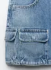 Zweiteiliges Kleid ZBZA Damen Sommer Hohe Taille Wascheffekt zeigt dünnes Paket Hüfte Minirock Knopftaschendekoration Werkzeug Denim 230701