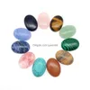 Pierre 25X18Mm Cristal Naturel Ovale Cabochon Perles Lâches Opale Rose Quartz Turquoise Pierres Visage Reiki Guérison Collier Anneau Boucles D'oreilles Dhinx