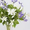 10шт -симуляция 3head Clematis Lotus Artifice Silk Flower для свадебного декора Стол Стол Цветочный Аранжировка Сад Дом Флорид