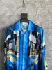 Casa Designer Moda Abbigliamento Camicie Tute Casablanca Real Night Camicia a maniche lunghe in seta stampata unisex con fiori siciliani