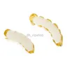 Mens Gold Plated Top and Bottom Teeth Grillz Set GoldenTeeth Grills Hip Hop Jewelry