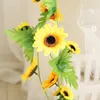 Dried Flowers 1pcs Simulated flower rattan sunflower fake silk air conditioning pipe decoration