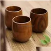 Cups Saucers Japan Style Wooden Tea Cup 5Oz Natural Wood Wine Glasses 150Ml Coffe Mugs Beer Juice Milk Drop Delivery Home Garden K Dhtvz