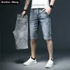 Heren Shorts Zomer Heren Slim Fit Korte Jeans Mode Katoen Stretch Vintage Denim Shorts Grijs Blauw Korte Broek Mannelijke Merk Kleding Z230703