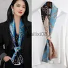 Sciarpe Luxury Long Silk Skinny Scarf Women New Print Fasce per capelli Wrap Girl Ribbon Scrunchies Brand Neck Tie Head Sciarpe cessories J230703