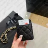 Fashion Classic Lady Mini Halter chain card bag Designer Rhombus Leather Chest Purses Card Bag And Wallet work card qwertyui879