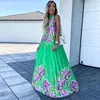 Casual Dresses Y2k Langes Plissee Kleid Frauen Blumendruck Strand Sexy Hohe Taille Lose Halter Prom Urlaub Maxi Sommer Vestidos