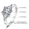 With Side Stones Radiant Cut 3 Stone Ring 3 Certified Diamond Wedding Band Solid Silver Luxury Women Engagement Ring 230701