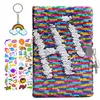 Notepads Kid Girls Sequin Notebook Diary Christmas Gift Flip Sequin Journal Rainbow Diary with Lock and Keys 1 Keychain 2 Stickers 230703