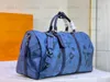 Mens Designer Keepall Bandouliere 50 Travel Bag Luxurys Luggage Aquagarden canvas Couro Duffle Bag Water Drop Pattern Pattern Shoulder Bag Grande capacidade Crystal Blue