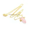 Anhänger Halsketten Natürliche Kristall Gold Fluorit Sechseckige Säule Necklac Mineral Heilstein Für Männer Frauen Schmuck Geschenk Drop Deliv Dhoww